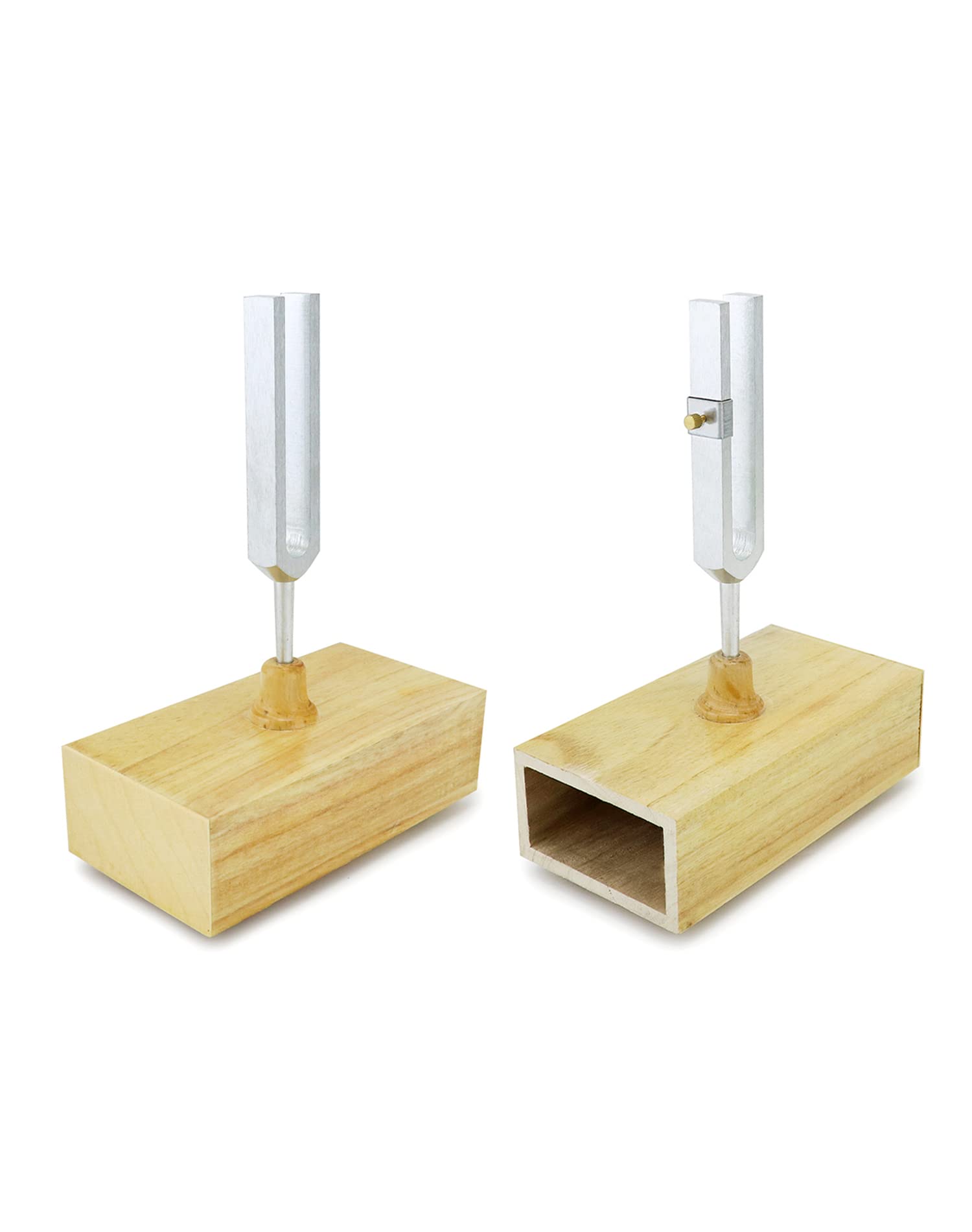 Qwork Tuning Fork 440Hz Virbration, Steel Singing Tone Tuning Set With Silicone Hammer And Wooden Voice Box For Sound Therapy, Y