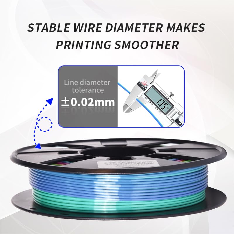 Rambery 3D Printer Filament Bundle Silk Shiny Rainbow Pla Filament, Multicolored Fast Color Change Rainbow Toughness Upgraded 3D