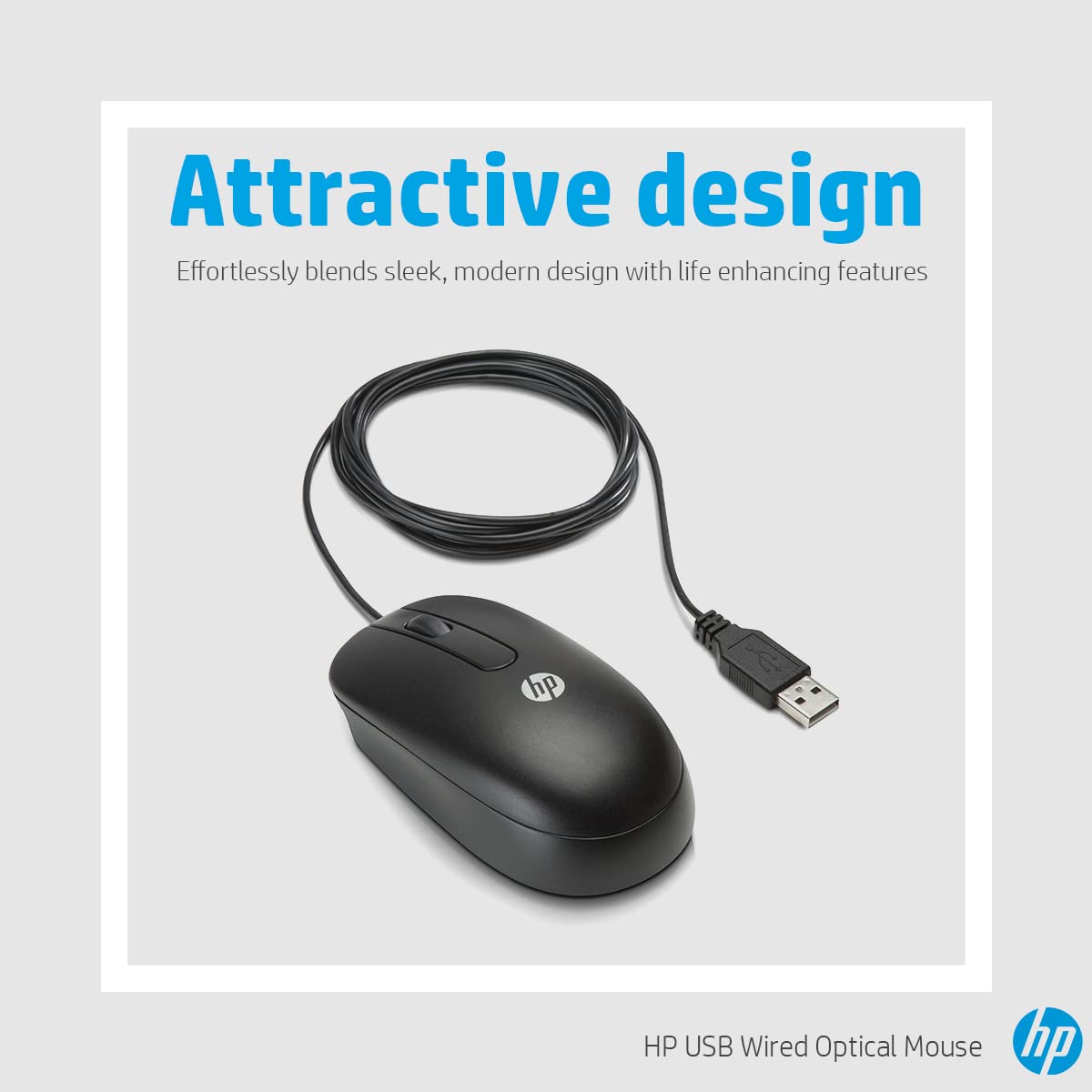 Hewlett-Packard HP USB Mouse - Black, Plastic, Model 9436DWQ