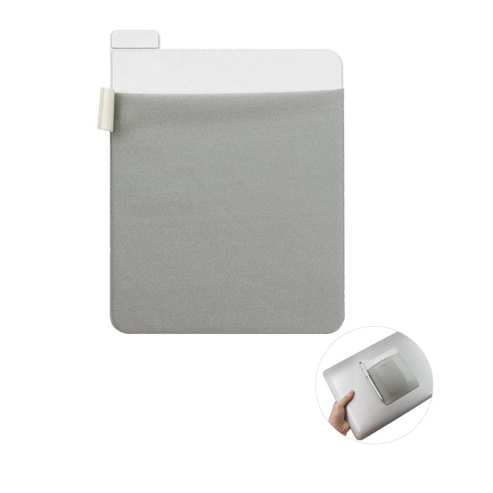 RIVEENY Pocket Pouch for Laptop with Reusable Adhesive,Pouch Holder for Computer Accessories,Self-Adhesive Mouse Headset Storage
