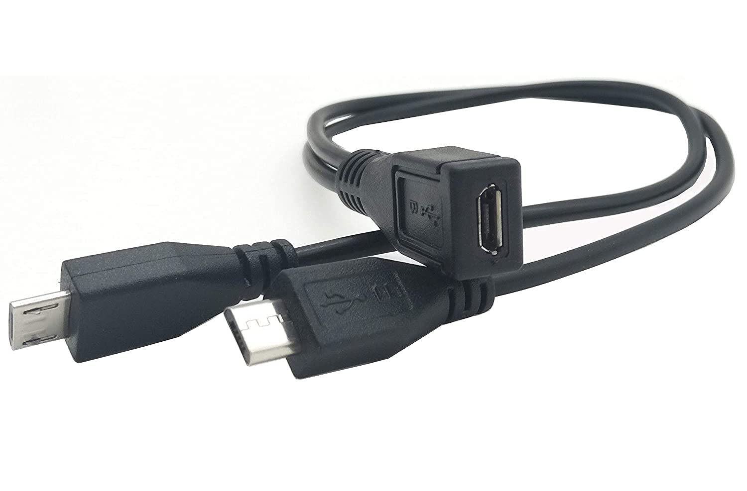 Traovien Micro Usb Splitter Cable, Micro Usb 1 Female To 2 Male Y Splitter Extension Charge Cable For Galaxy S5 I9600 S4 I9500 Note2 (0.3M/12Inch 1Pcs)