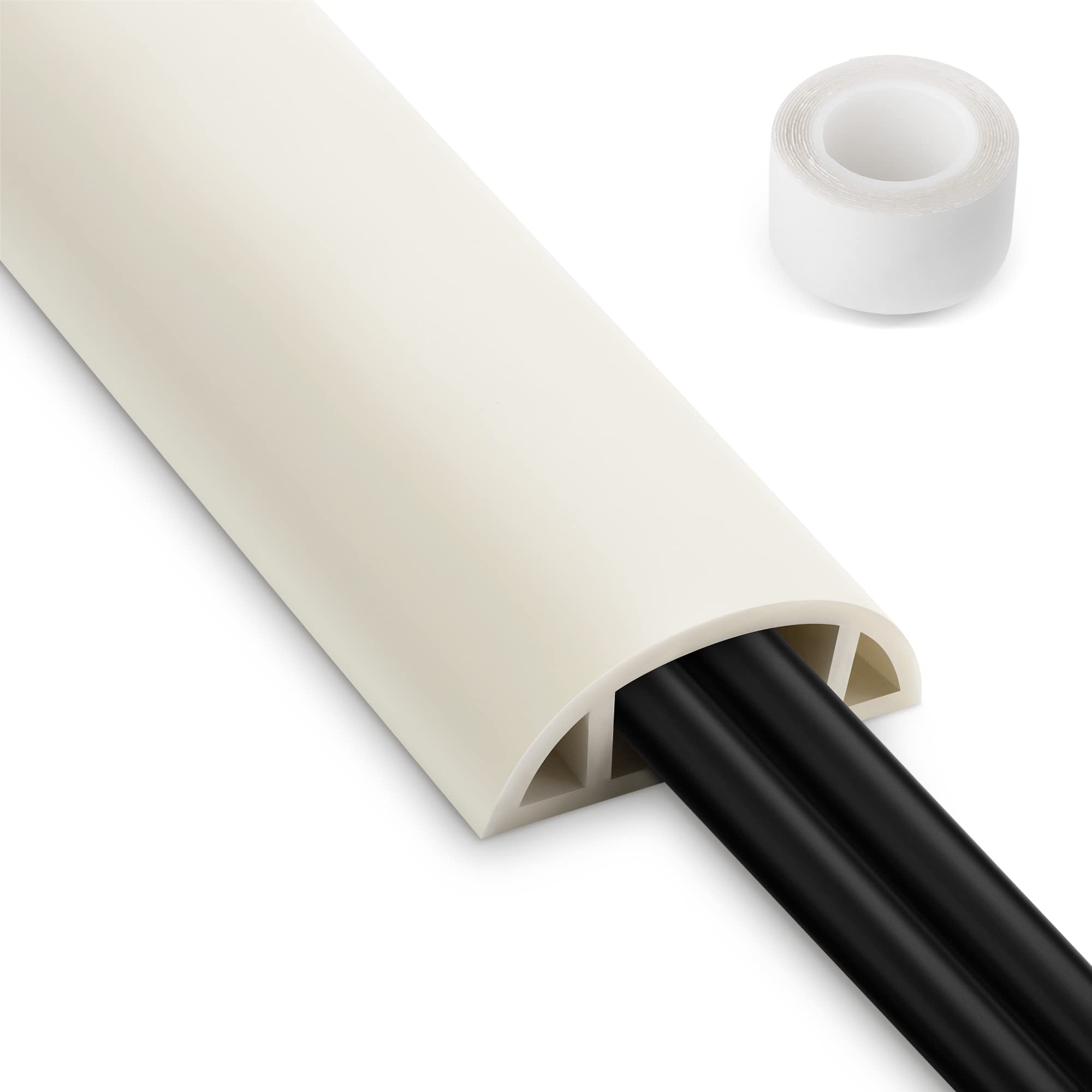 Cord Hider Floor, 3Ft, Beige Cord Cover Floor, Cord Protector Floor Extension Cable Cover, Soft Pvc Wire Covers   Cable Manageme