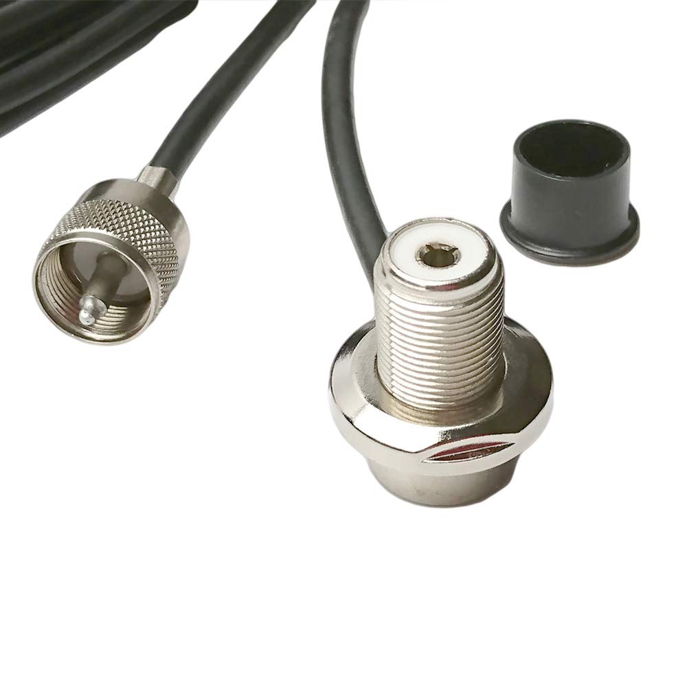 Ungsung Vehicle Antenna Mount So 239 Uhf Female Right Angle Bulkhead To Pl 259 Uhf Male Connector With 15Ft (4.5M) Rg58/U Rf Coa
