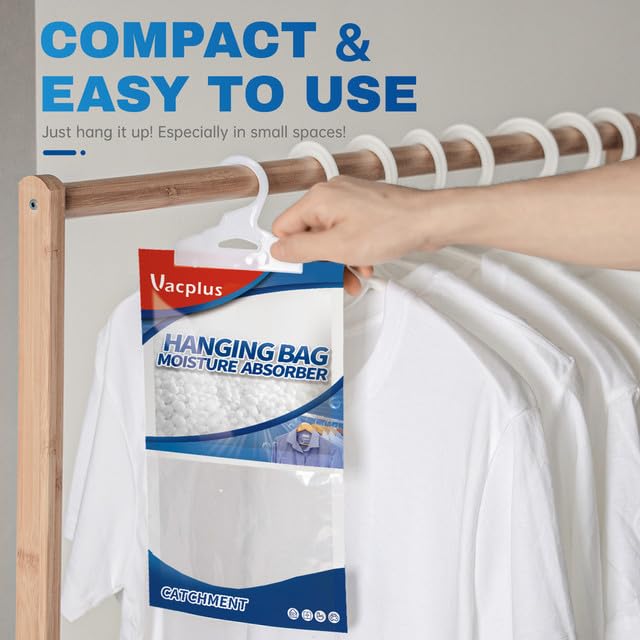Vacplus Moisture Absorbers Packets, Fragrance Free 10 Pack, Humidity Packs, Dessicant Packets, Hanging Closet Dehumidifier Bags,