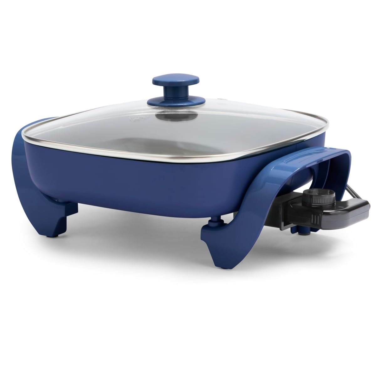 Greenlife 12'' 5Qt Square Electric Skillet, Glass Vented Lid, Ceramic Pfas Free Nonstick Coated Interior, Adjustable Temperature