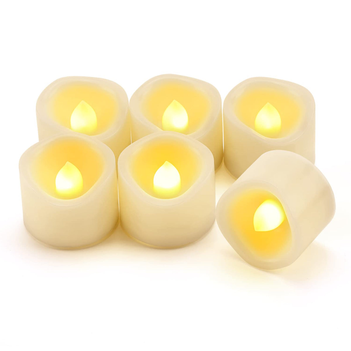 6 Flameless Led Battery Operated Tea Lights With Timer Realistic Flickering Electric Tealight Votive Candles Set Bulk Baptism We