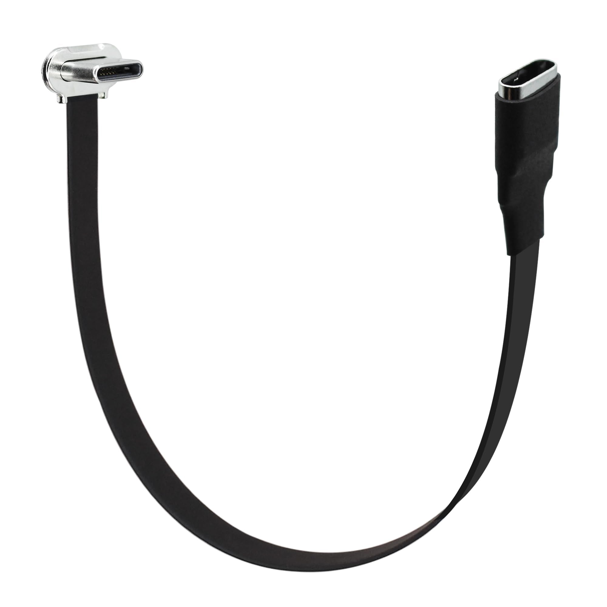 Xilaghy Right Angle USB C Flat Extension Cable 90 Degree USB C Male to Female Fast Charge Data Cord for Power Banks Phone(6.3in/