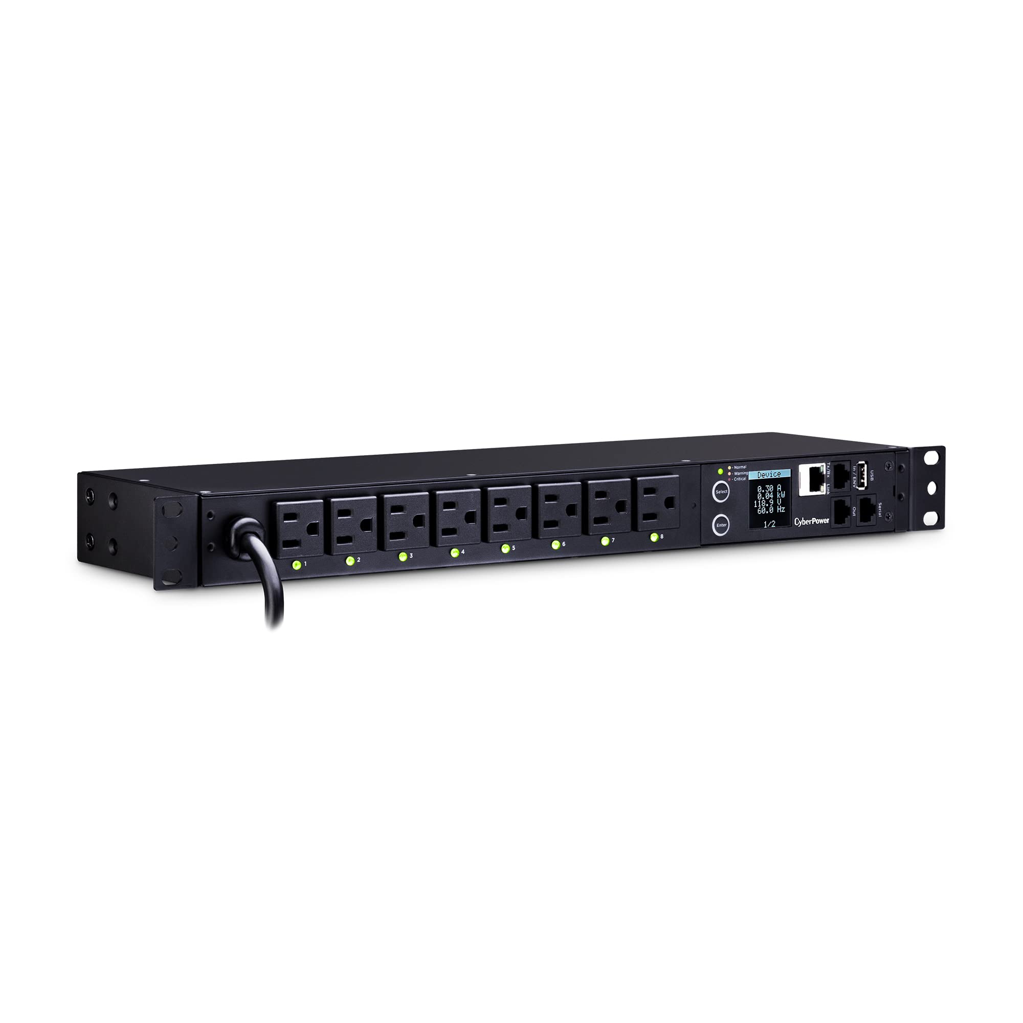 Cyberpower Pdu41001 Switched Pdu, 120V/15A, 8 Outlets, 1U Rackmount