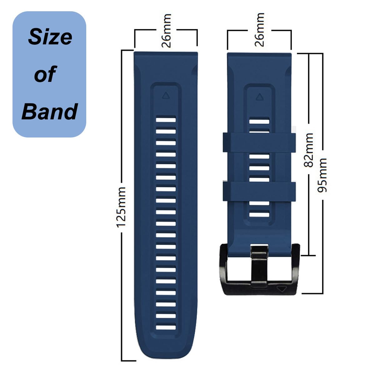 26Mm Watch Band For Garmin Fenix 7X/Fenix 6X/Fenix/5X/Fenix 3/Fenix 3 Hr, Soft Silicone Band Strap Wristband With Quick Fit For