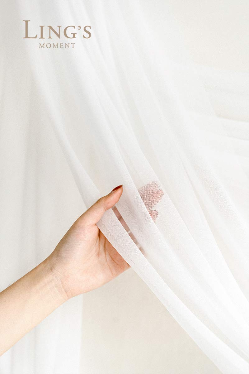 Ling'S Moment 32Ft X 30'' Extra Long Wrinkle Free Wedding Arch Chiffon Draping Fabric Sheer Hanging Drapes, White Curtain For We