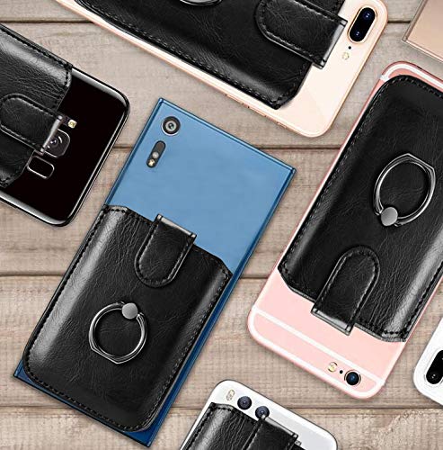 Biajiya Phone Card Holder Rfid Leather Wallet Credit Adhesive Cell Case Stick On Card Holder For Women And Men Back Of Phone For