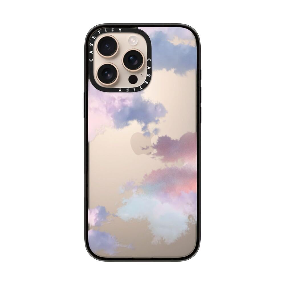 Casetify Compact Case For Iphone 16 Pro Max [Lightweight / 4 Ft. 2X Military Grade Drop Protection/Slim]   Clouds   Clear Black