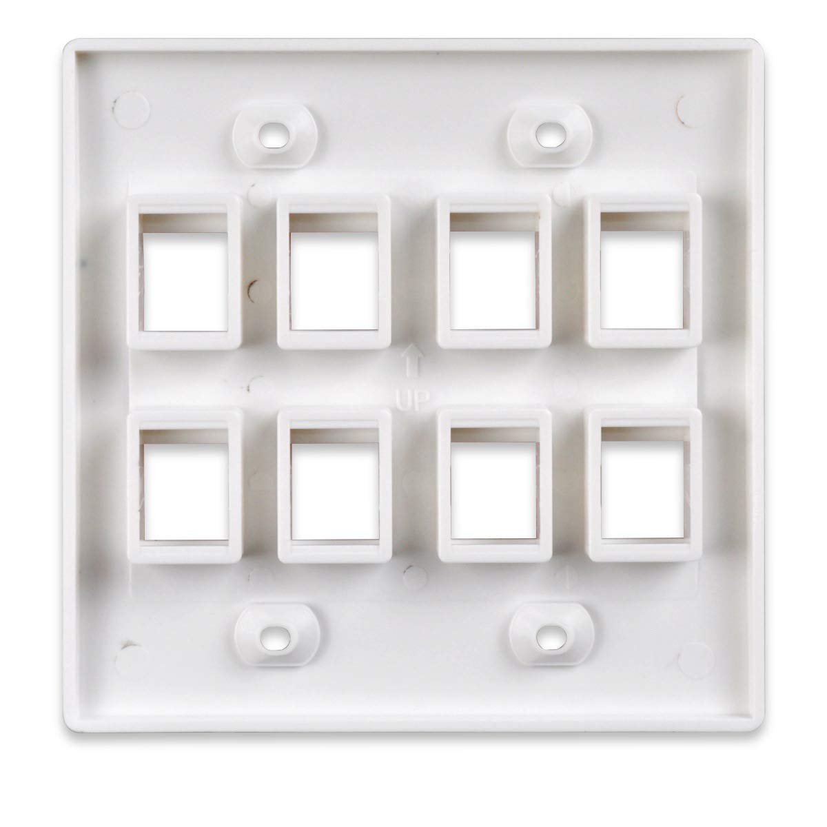 Conwork 8 Port Keystone Wall Plate 2 Gang Compatible With Standard Keystone Jack And Modular Inserts (1 Pack)