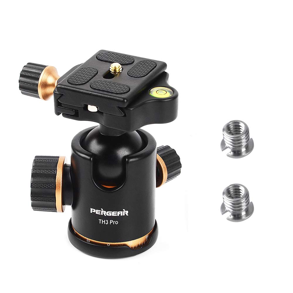 Pergear TH3 Pro DSLR Camera Tripod Ball Head, 8KG/17.6lbs Loading Capacity, 360 Degree Swivel, Metal Build Quality, Fine Tuning 