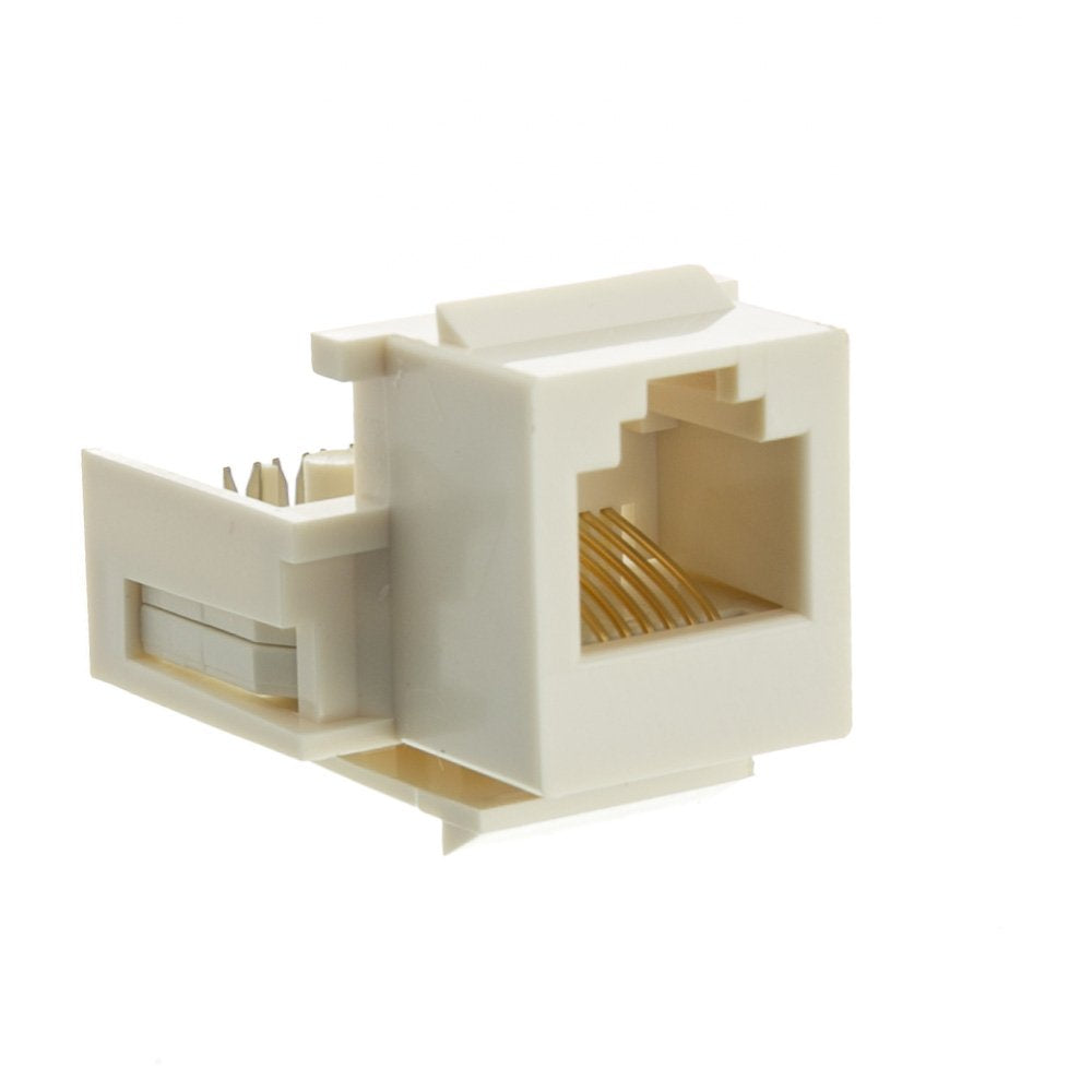 Keystone Insert, White, Phone Jack, Tooless, Rj11 / Rj12 Female To Wire Insert