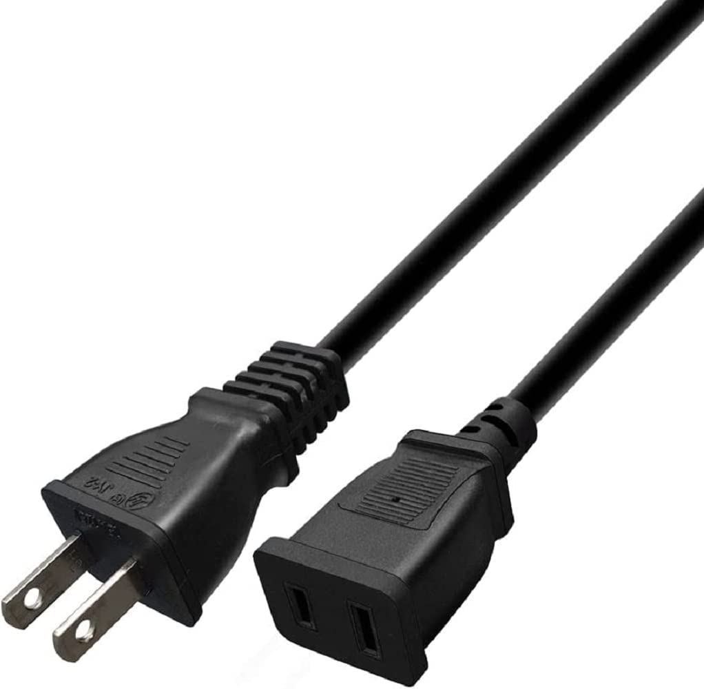 Toptekits (16.4Ft/5M) Usa Outlet Saver Power Extension Cord Cable 125V 10A 2 Prong 2 Outlets For Nema 5 15P To Nema 5 15R,Nice E