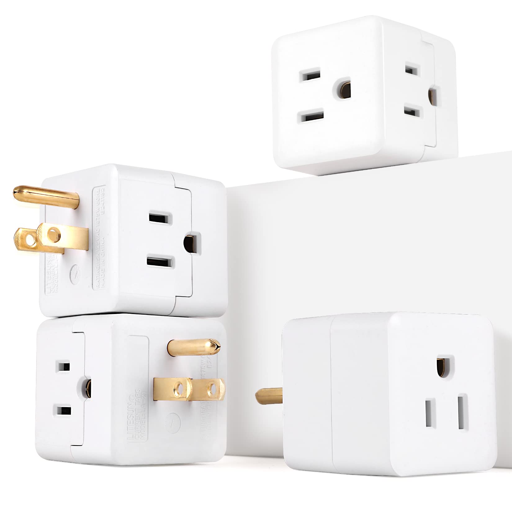 3 Outlet Wall Adapter Cube Tap, Ul Listed 3 Prong Grounded Plug Extender,125V, 1875W   3 Way Multi Outlet Wall Plug,Power Outlet