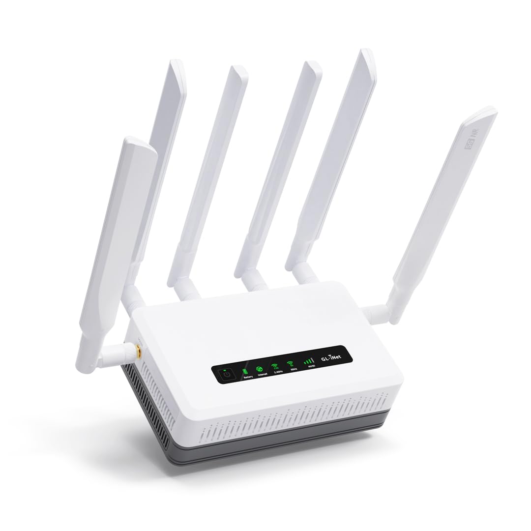 GL.iNet GL-XE3000 (Puli AX) 5G Router with Dual SIM Card Slot, Wi-Fi 6 Cellular Routers, Built-in Battery, Multi-WAN, VPN, OpenW