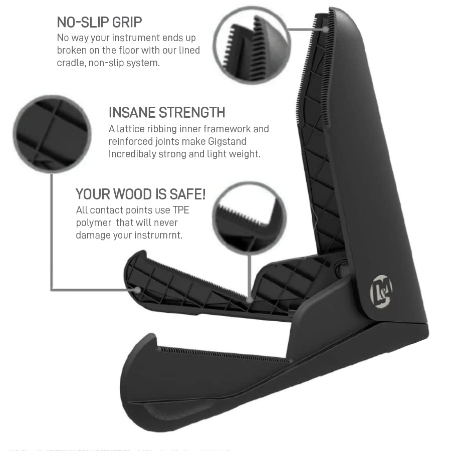Acoustc Gigstand: Worldas Most Portable Professional Guitar Floor Stand, Da Guitar Gear   Sturdy Folding A Frame Stringed Instru