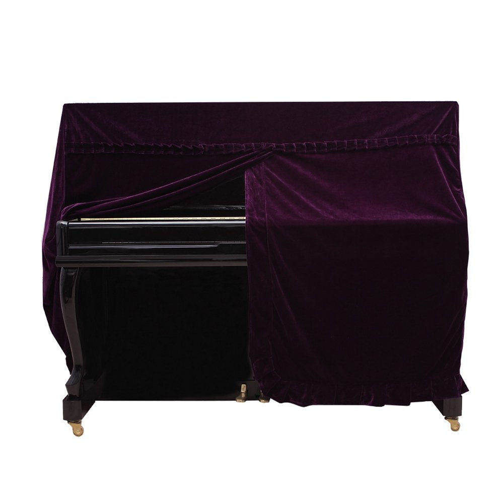 Upright Piano Cover, Colorfast Pleuche Full Piano Dust Proof Decorated Cover(Purple)
