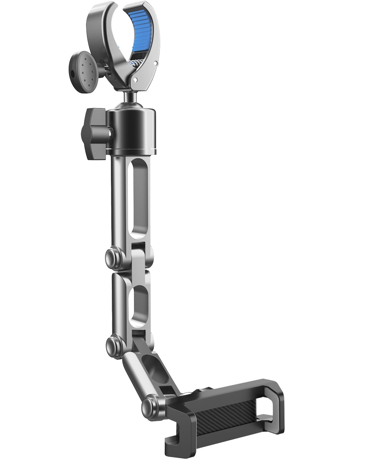 Upgrade Rear View Mirror Phone Holder Mount For Car, Aluminum Multi-Directional Metal Arms And 360-Degree Rotatable Retractable,