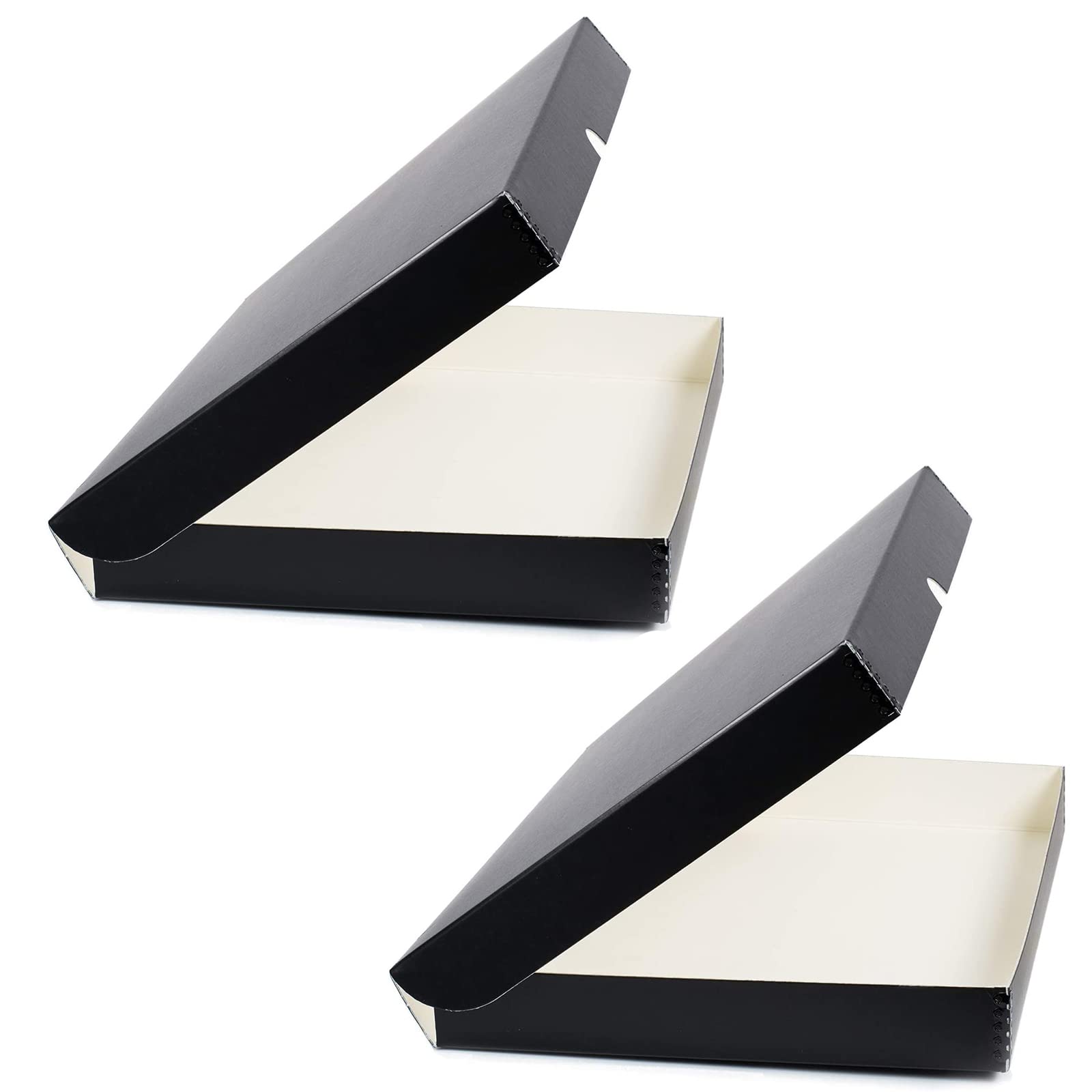 Lineco Folio Storage Box, Clamshell Design With Metal Edge. 11.5X17.5X1.75, Archival Boxboard, Preserve Photos, Prints, Cards, Magazines, Documents, Art, Ephemera, Family Records, Black, Pack Of 2