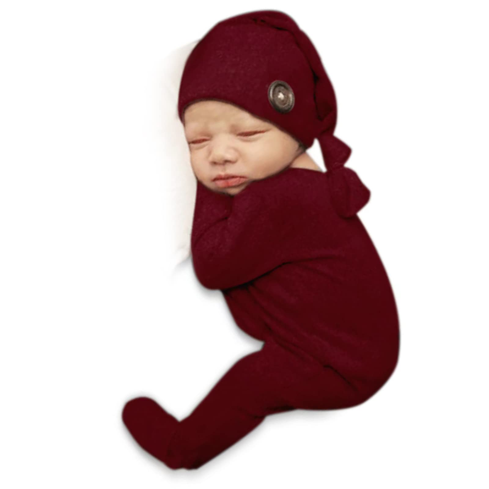 Forbaysy Newborn Baby Christmas Photo Props Outfit Infant Boys Girl Photoshoot Costume Red Jumpsuit With Xmas Hat