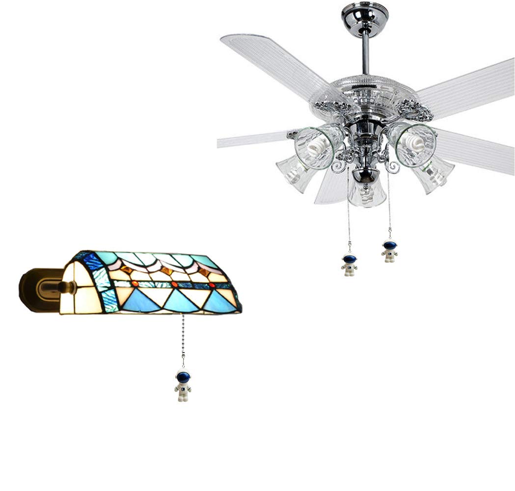 Hyamass 12 Inch Mini Blue Spaceman Charm Pendant Ceiling Fan Danglers Fan Pulls Chain Extender With Ball Chain Connector
