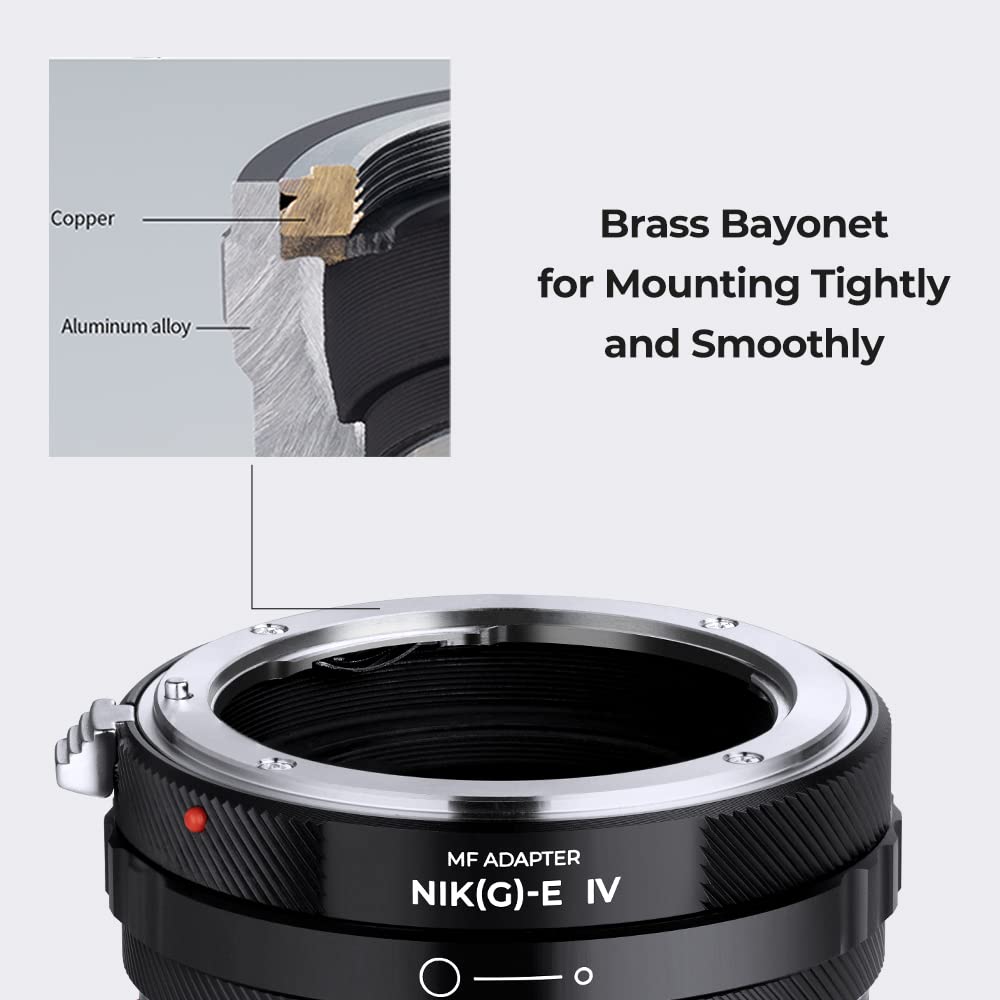 K&F Concept Lens Mount Adapter Nik(G) Nex Iv Manual Focus Compatible With Nikon F (G Type) Lens And Sony E Mount Camera Body