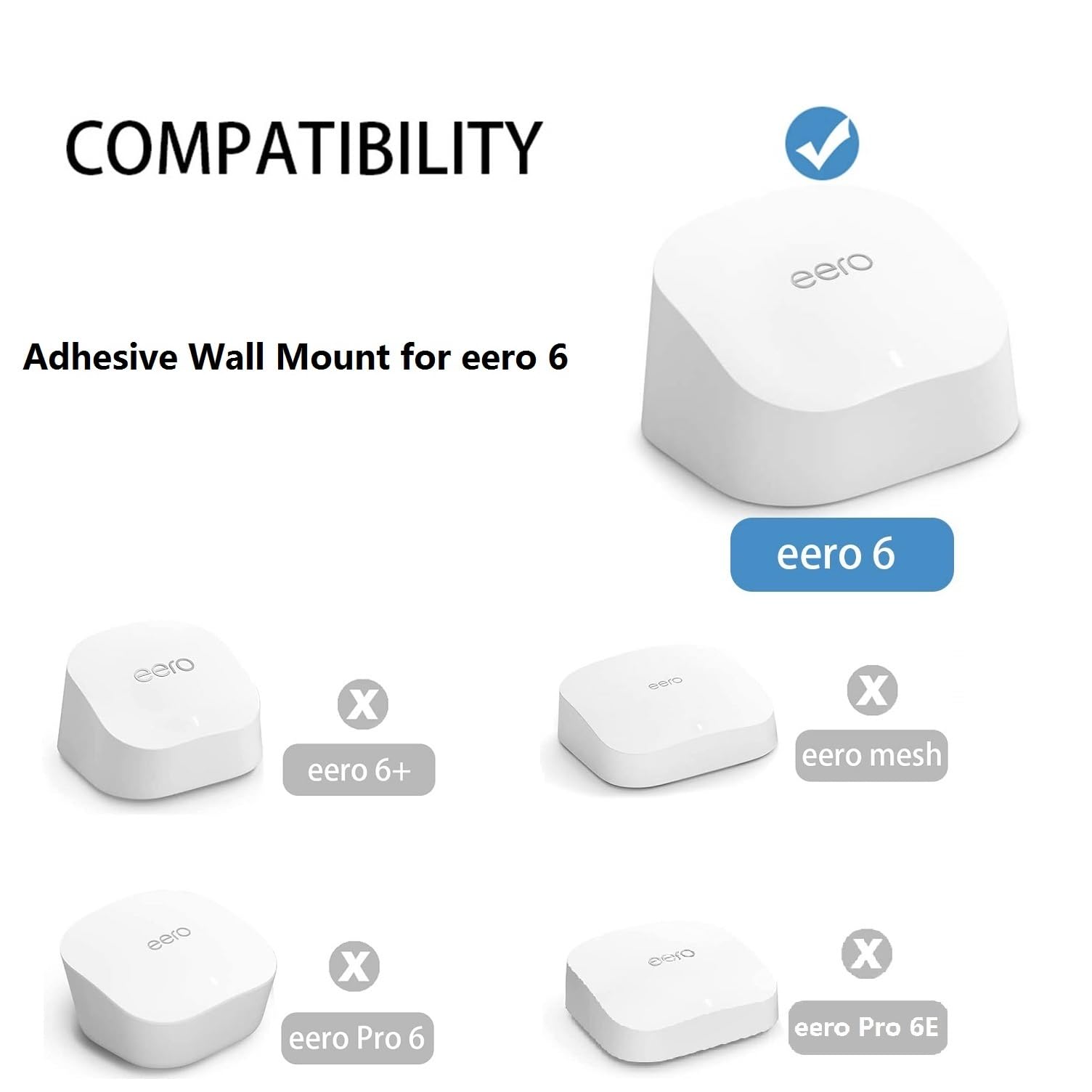 Okemeeo Wall Mount For Eero 6, Screwless Strong Adhesive Bracket For Eero 6 Mesh Wifi Router (1 Pack) (Not For Eero 6+)