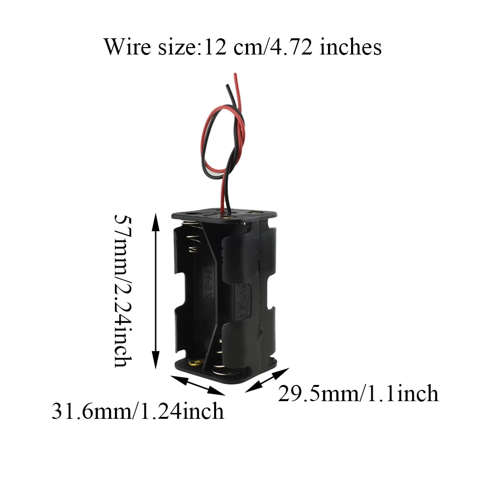 Hahiyo 6V 4Aa Battery Holder Bundle Series With Wire Sturdy Clapm Flexible Springs Contact Build In Harnesses Batteries Black Ca