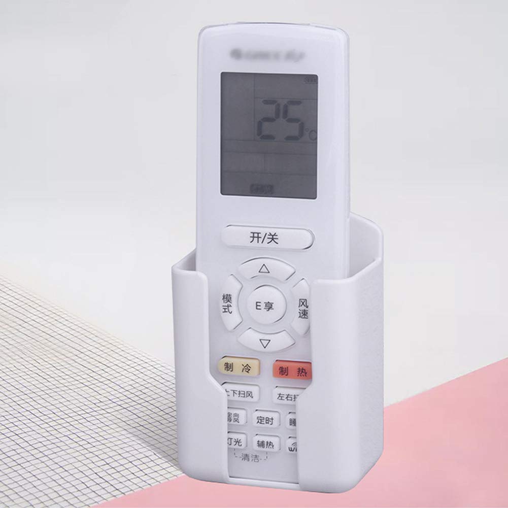 Xinally Pack Of 2 Fashion Remote Control Holders Self Adhesive Wall Mount Air Conditioner Media Storage Racks Organizers (White)