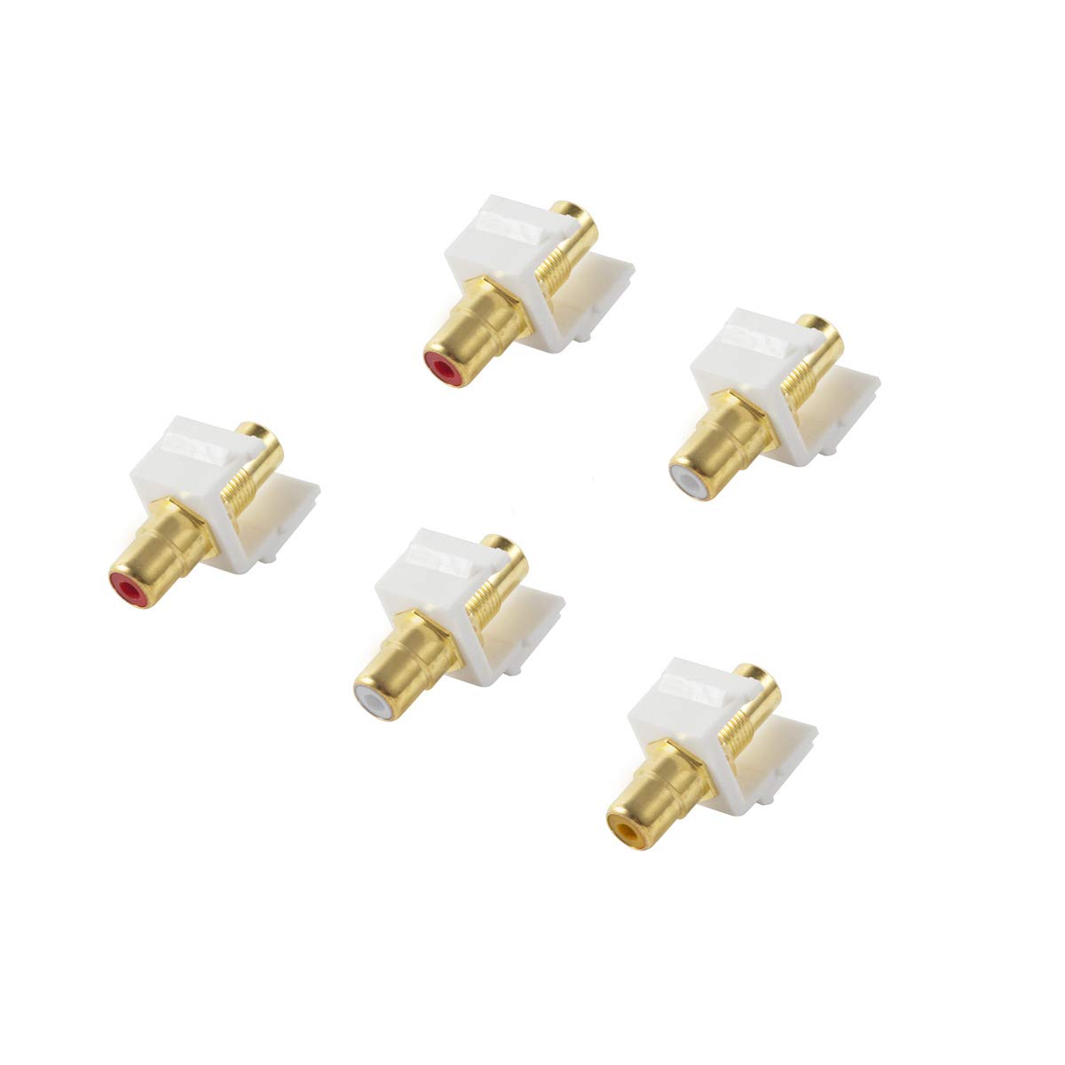 Teninyu 5 Pack Rca Keystone Jack Insert Connector Socket Female Snap In Adapter Port Gold Plated Inline Coupler For Wall Plate O
