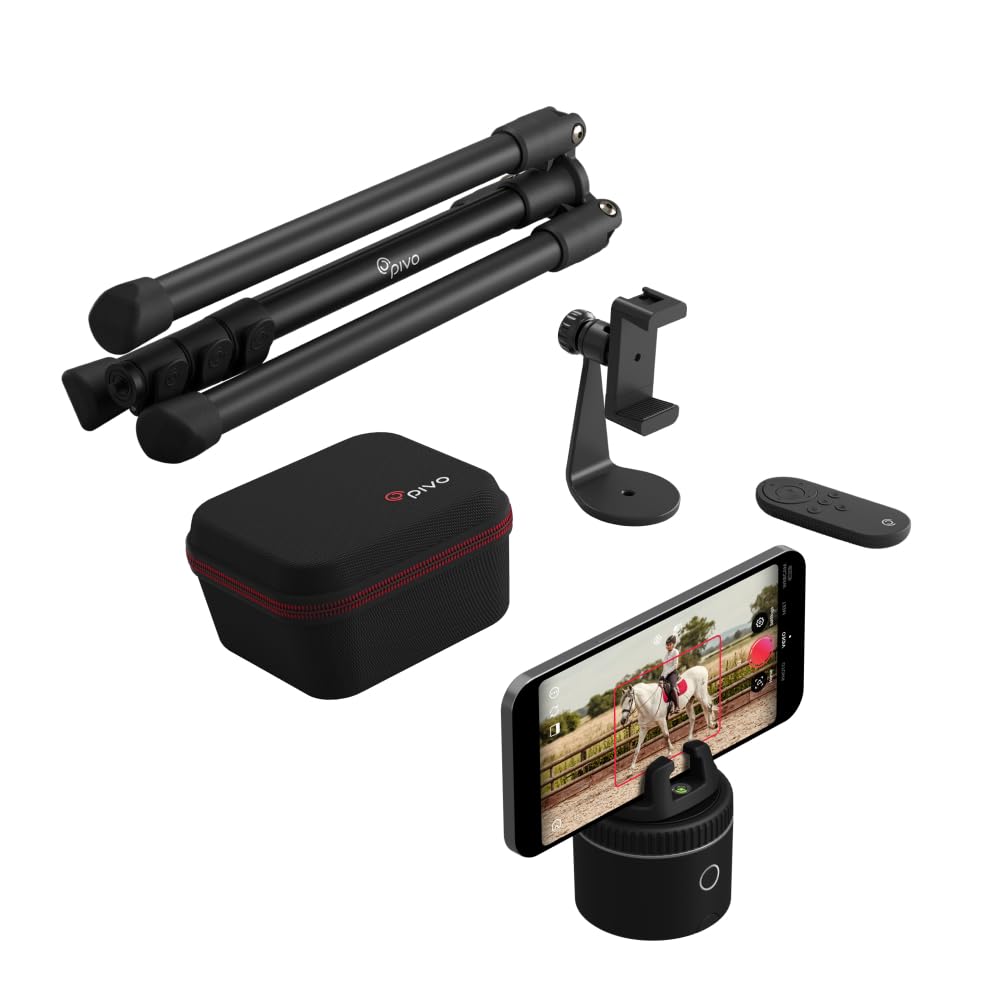 Pivo Pod Silver Equestrian Essential Pack, Auto Face, Body, Horse Phone Tracking Holder, Ai Powered 360 Rotation, Remote Control