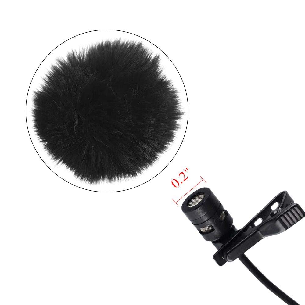 Lavalier Wind Muff 3 Pack Lapel Microphone Wind Muff 0.2/0.4 Inch Furry Lav Windscreen Windproof Wind Screen (0.2Inch, Black)