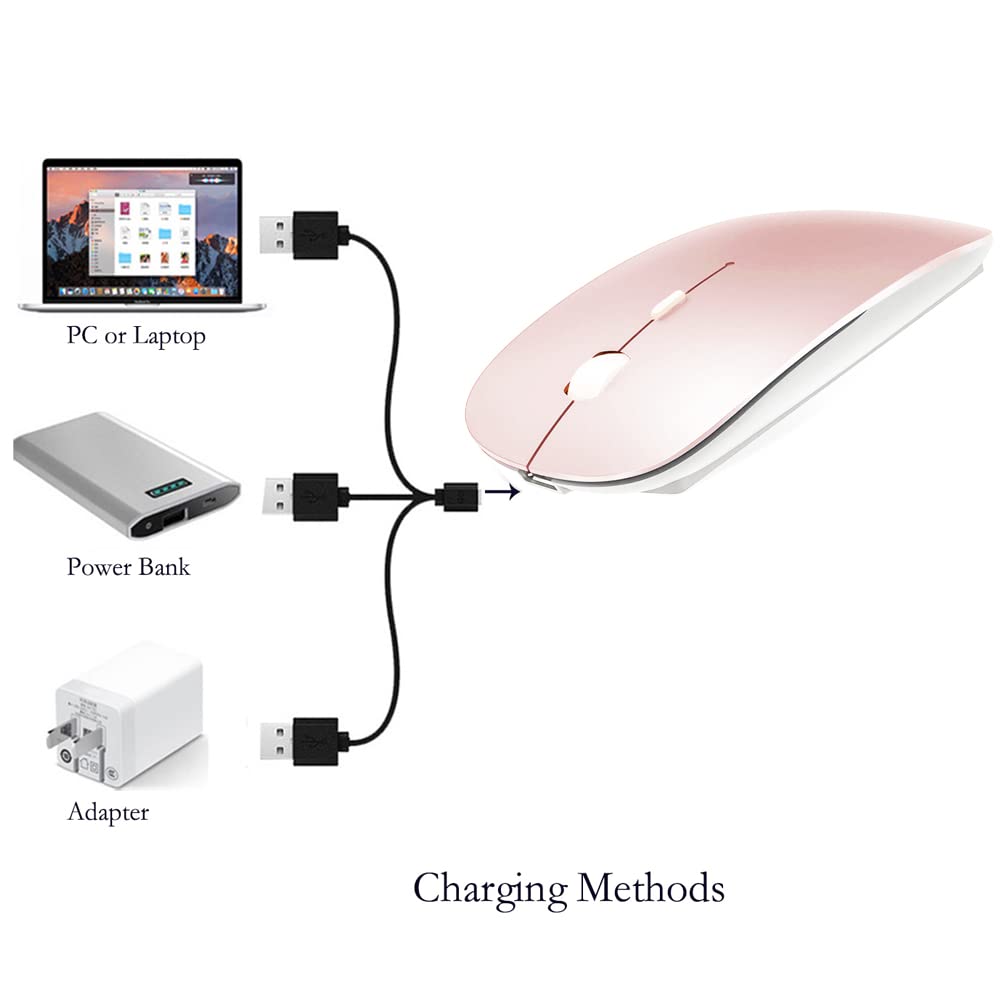 Klo Bluetooth Mouse For Macbook/Macbook Air/Pro/Ipad, Wireless Mouse For Laptop/Notebook/Pc/Ipad/Chromebook (Pink)