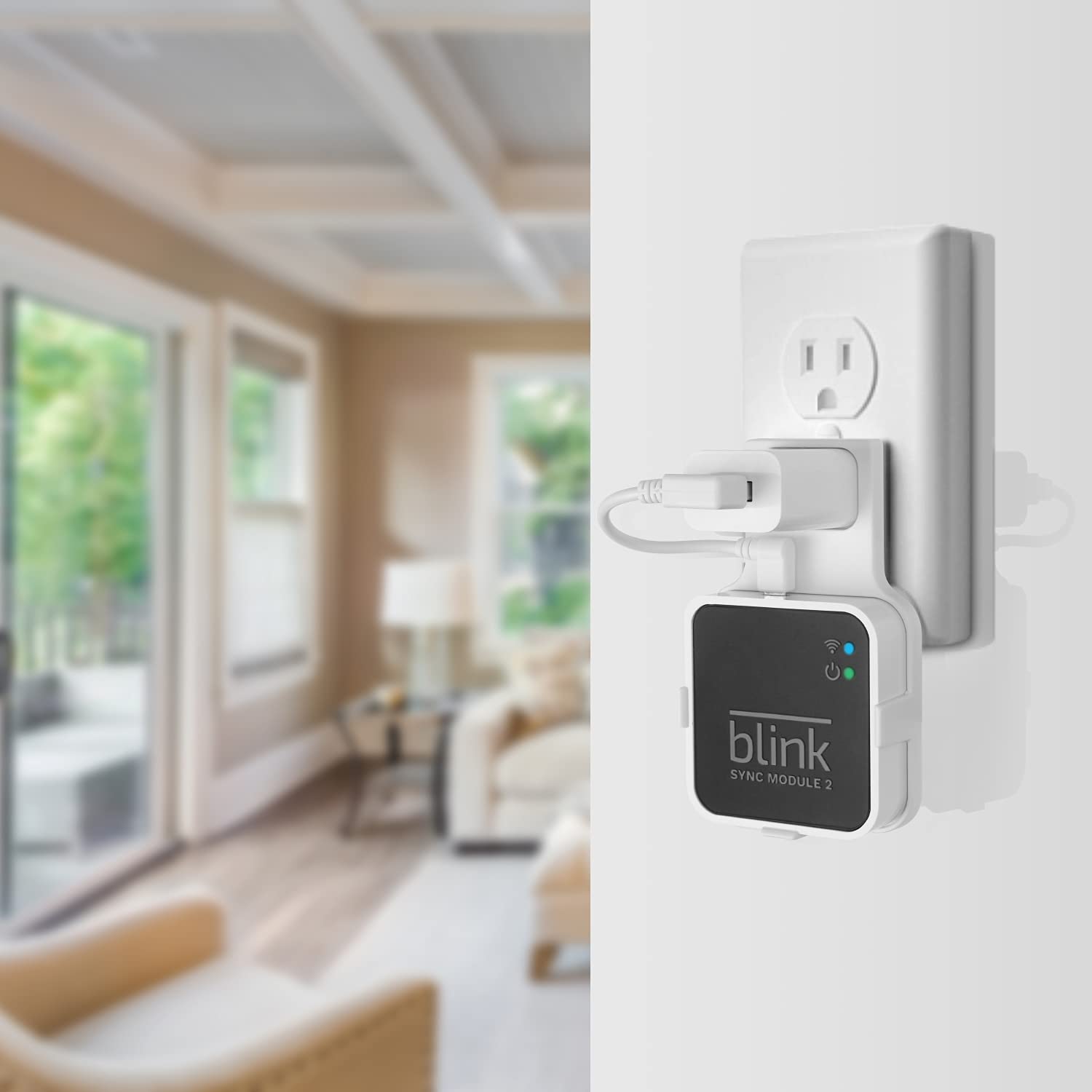 Outlet Wall Mount For Blink Sync Module 2, Mounting Bracket Holder With Short Cable For All New Blink Outdoor Indoor Home Securi
