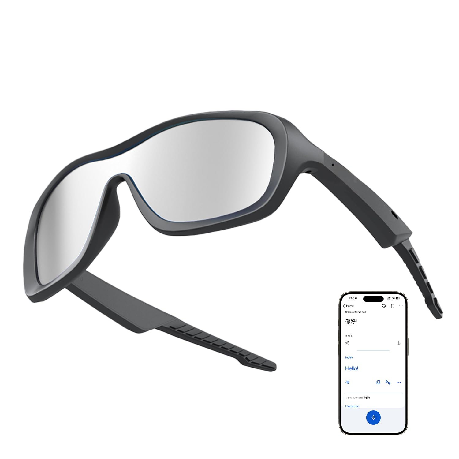 Polarized Bluetooth Sunglasses, Smart Sunglasses with HD Open-Ear Speakers, Voice Control, Hands-Free Calls, Real Time Translati