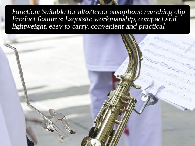 Walmine Silver Round Socket Metal Plating Sax Sheet Music Clip Holder Music Clip Lyre For Alto/Tenor Saxophone
