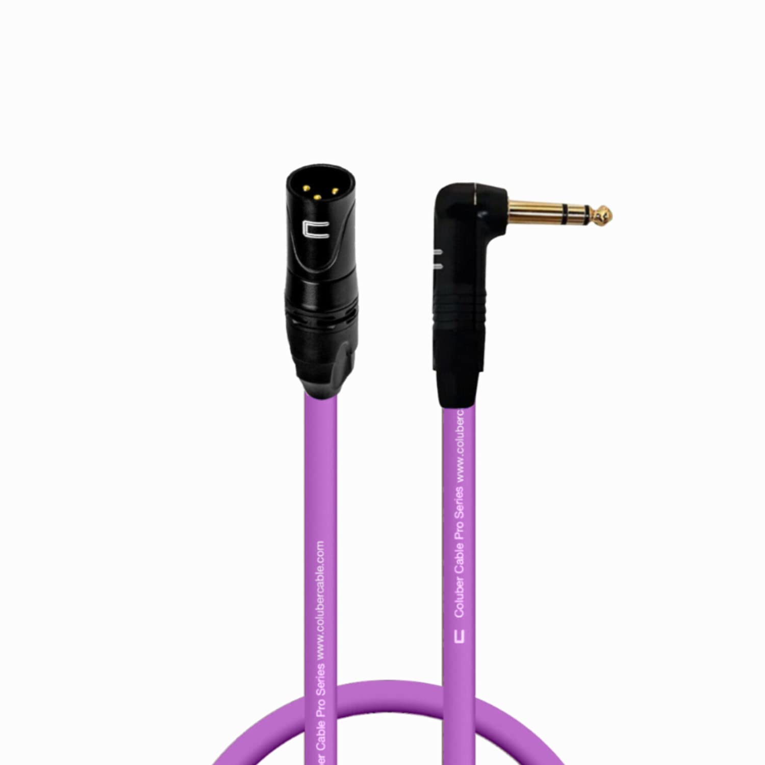 Balanced Xlr Cable Male To Right Angle 1/4'' Trs   0.5 Feet Purple   Pro 3 Pin Microphone Connector For Powered Speakers, Audio