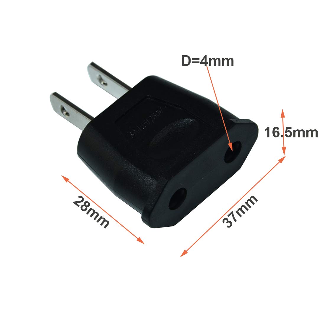 6Pcs Socket Plug Adapter Europe Eu Euro To Us Travel Charger Ac Power Converter,Us 2 Pin Plug To Eu 2 Hole Socket Power Jack Wal