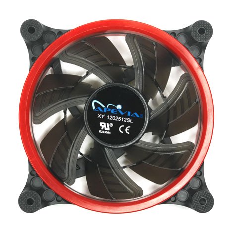 Apevia 312L Crd 120Mm Silent Dual Rings Red Led Fan With 32 X Leds & 8 X Anti Vibration Rubber Pads (3 Pk)