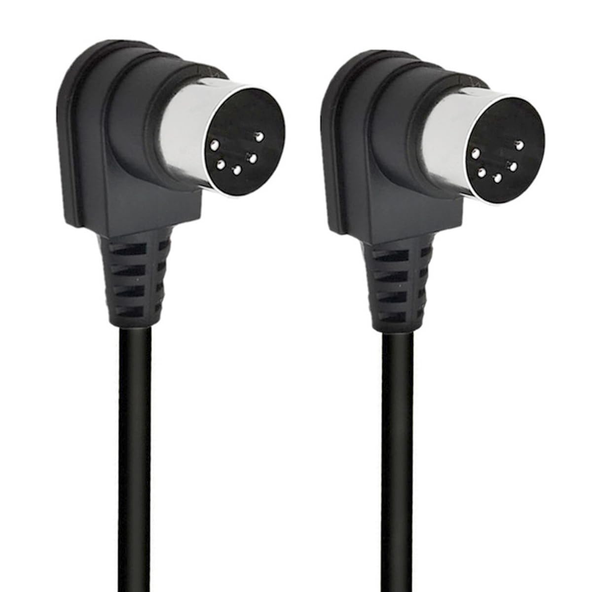 Glhong 90 Degree Angle Midi 5 Pin Din Cable, Right Angle Doul 90 Degree Din 5 Pin Male To Male Midi Audio Cable For Music Mixer,