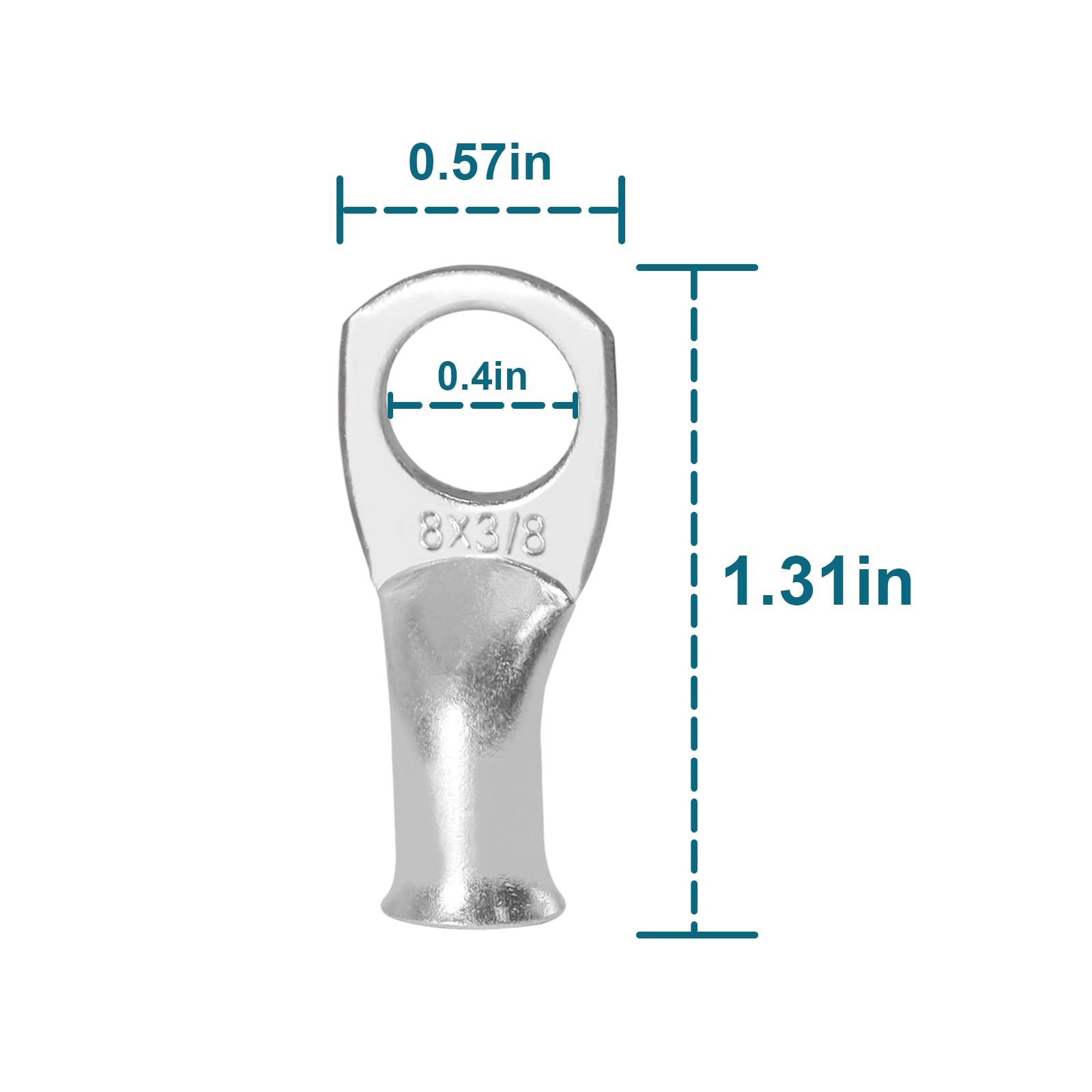 Qiatol 8 Awg Battery Cables With 3/8 Inch Copper Terminals(4Pcs 2Ft).