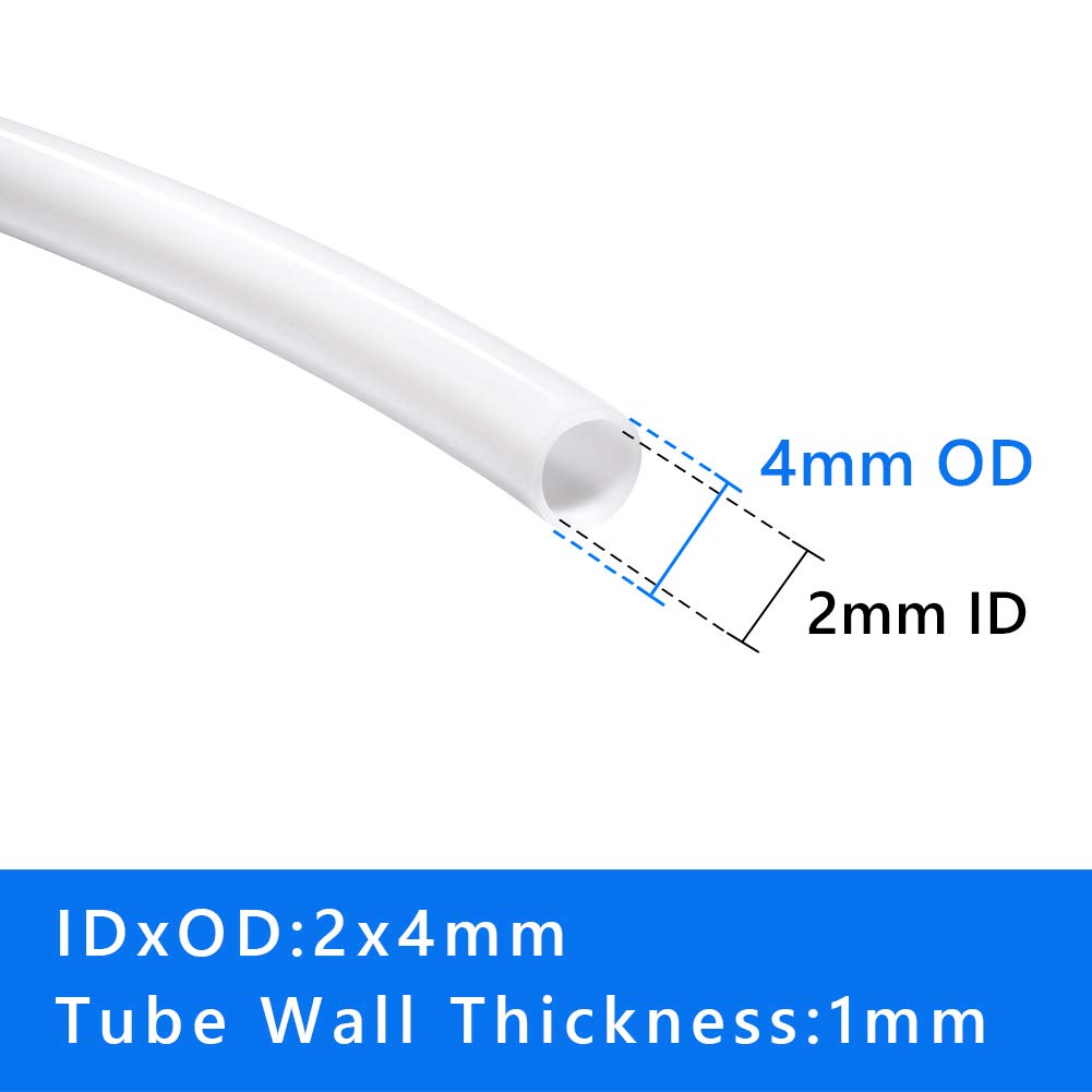 Quickun Ptfe Teflon Tubing Tube, 2Mm Id X 4Mm Od Teflon Tube For 1.75 Filament Bowden 3D Printer, 3.3Ft Length