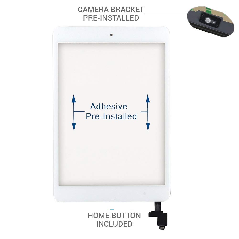 Jpung For Ipad Mini 1/Ipad Mini 2 Screen Replacement,A1432 A1454 A1455 A1489 A1490, Touchscreen Digitizer (White), With Home But