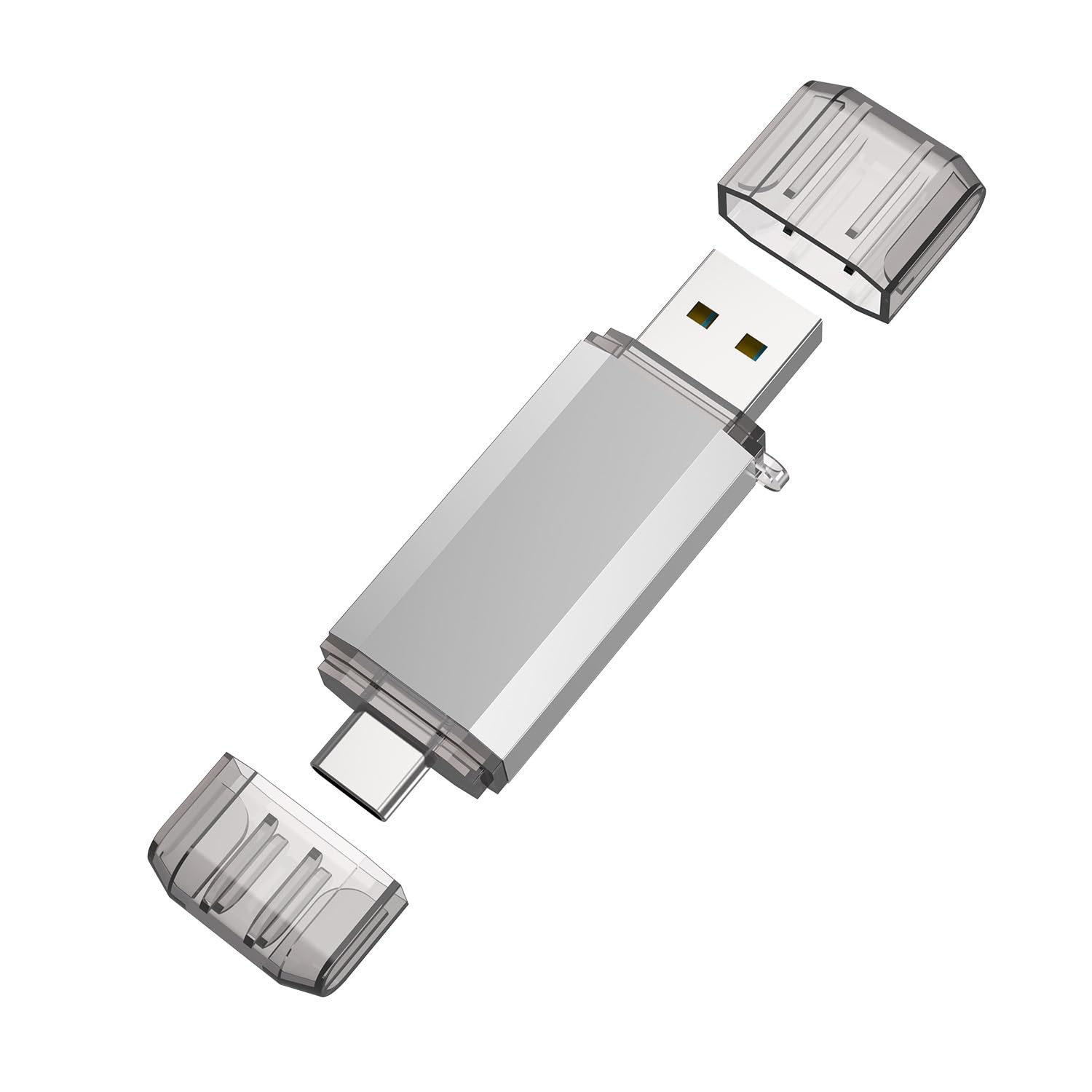 Raoyi 128Gb Usb C Flash Drive, 2 In 1 Usb 3.0 Type C Dual Otg Metal Thumb Drive Jump Drive Memory Stick With Keychain Suitable For Usb C Smartphones, Macbook, Computers And Tablets (Silver)