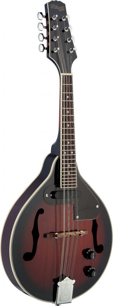 Stagg M50E Acoustic Electric Bluegrass Mandolin With Nato Top   Redburst