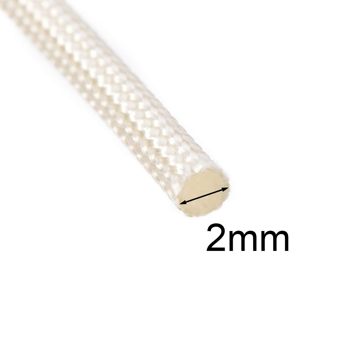 Uxcell Insulation Braid Sleeving, 33Ft 2Mm High Temp Fiberglass Sleeve White
