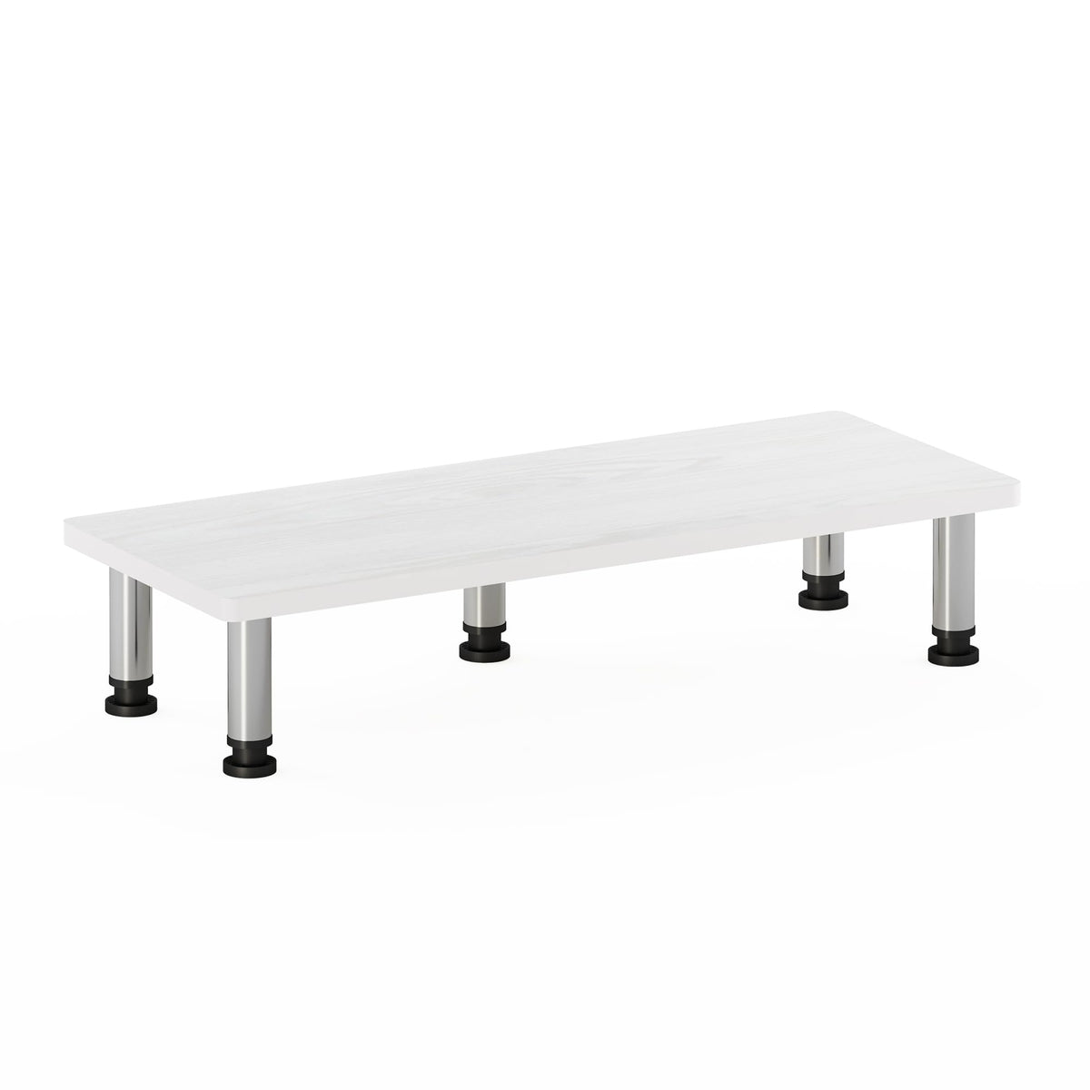 Furinno Turn-N-Tube Monitor Riser Stand, White Oak, Stainless Steel Tubes